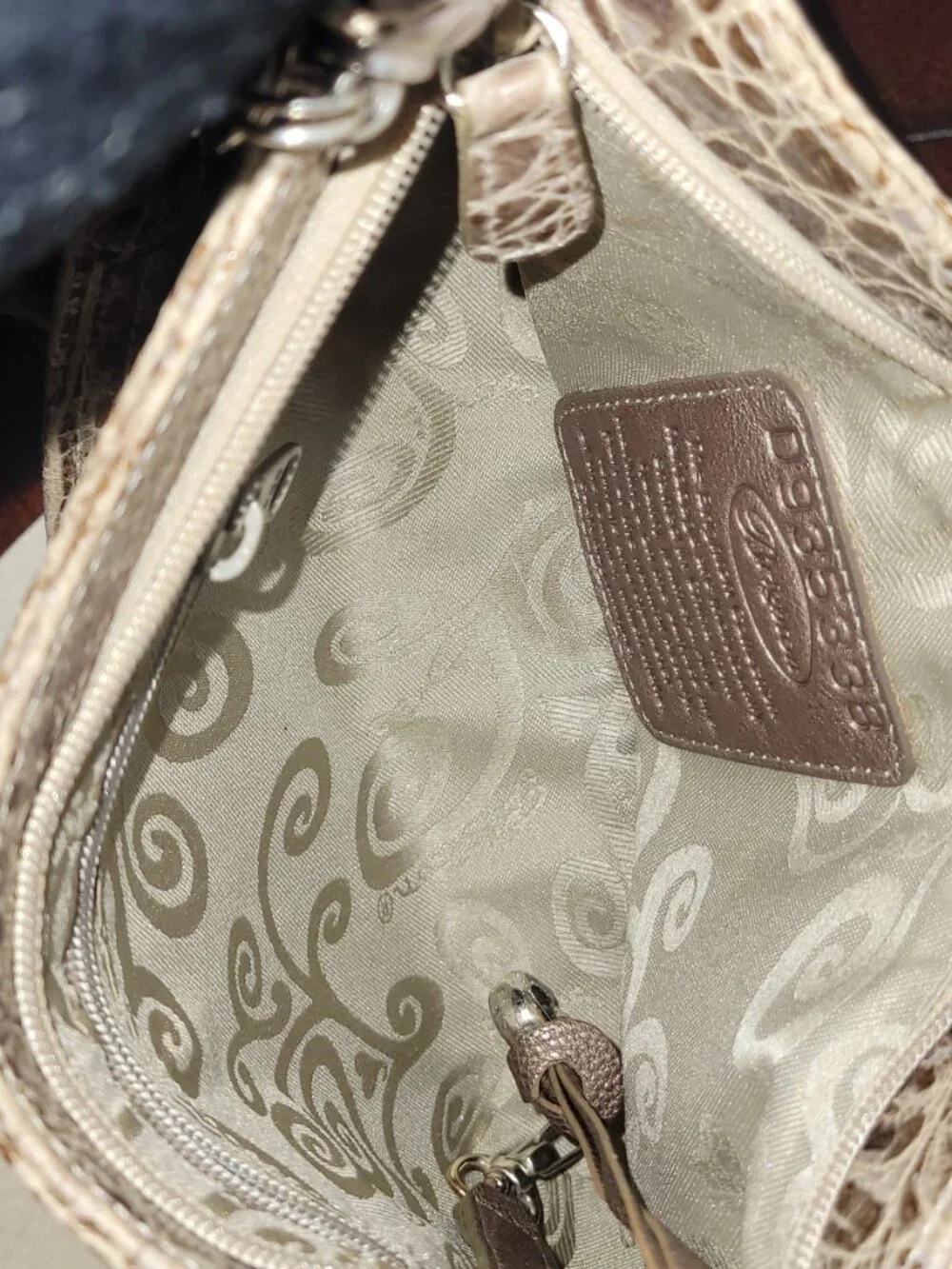 Brighton  Light / Medium Brown Alligator Embossed Leather Handbag [Item #HV08]